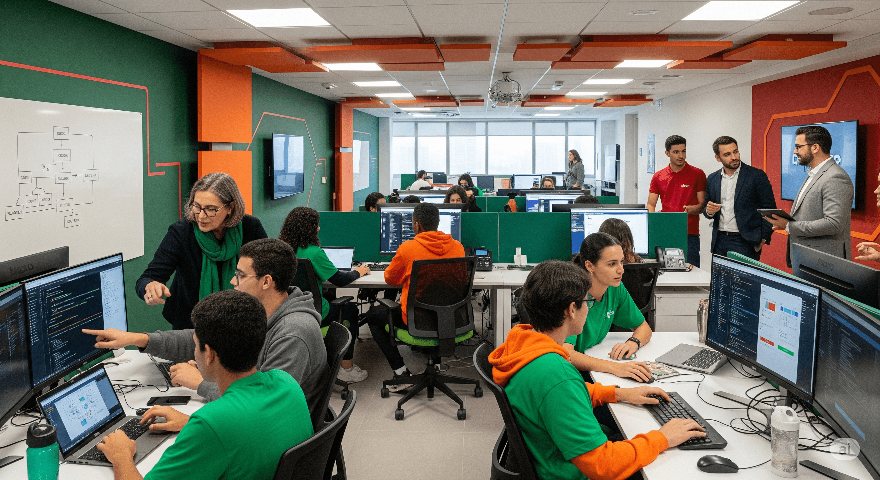 Jovens profissionais trabalhando em tecnologia